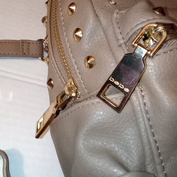 Bebe Mini Taupe Backpack w/ Gold Studs - Picture 4 of 9